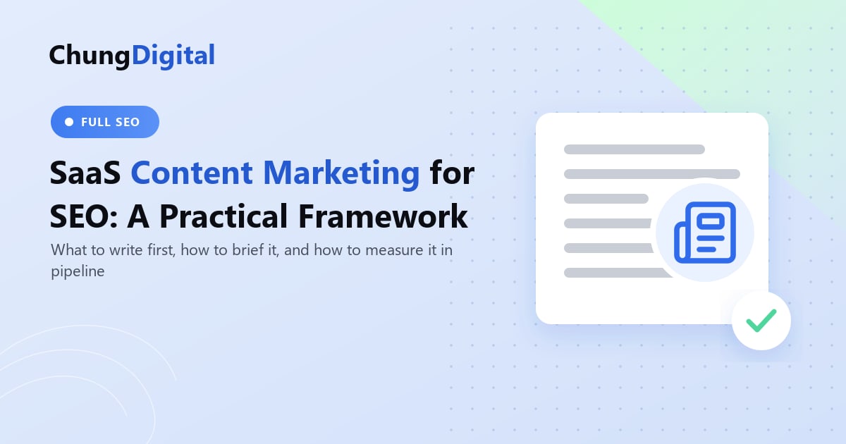 Illustration of a SaaS content marketing framework mapping content types to buyer stages, Chung Digital blog